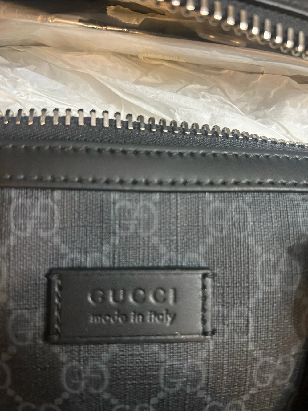 Large Gucci Black Tonal GG Duffel Bag with Black Trim. New with tags.